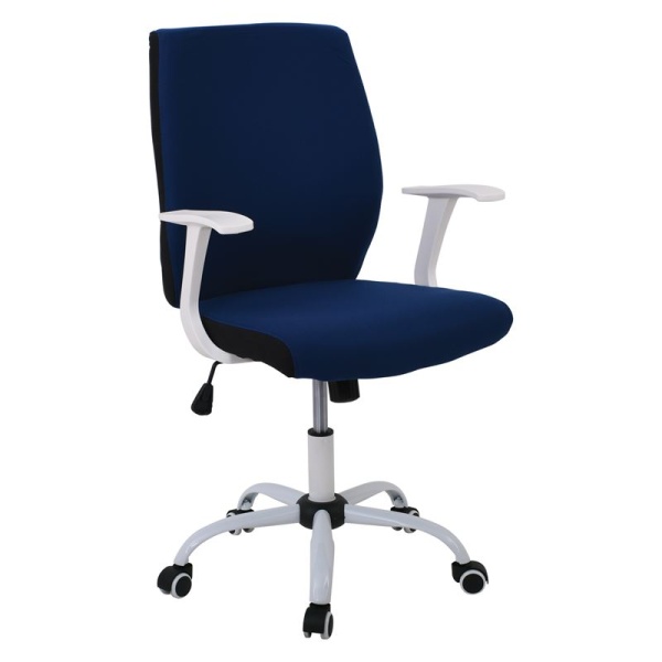 BF3900 Πολυθρόνα Γραφείου Άσπρη/Ύφασμα Μπλε