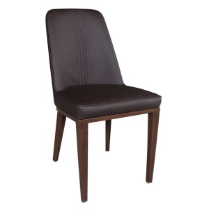 CASTER Καρέκλα Μεταλλική Καρυδί/Linen Pu Σκ.Καφέ