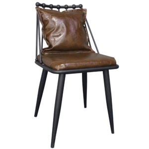 DANTE Καρέκλα Μεταλλική Μαύρη/Pu Vintage Brown