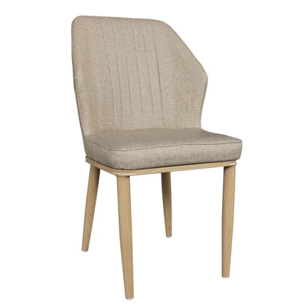 DELUX Καρέκλα Μεταλλική Φυσικό/Linen Pu Μπεζ