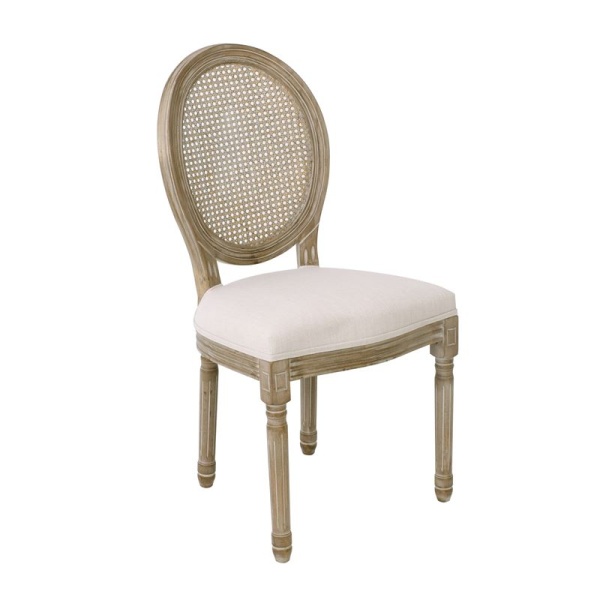 JAMESON Καρέκλα Decape με Ψάθα/Ύφασμα Εκρού