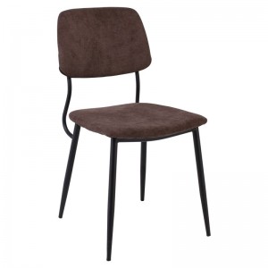 LOCA Καρέκλα Μεταλλική Μαύρη/Ύφασμα Καφέ