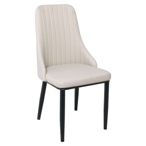 MATTEL Καρέκλα Μεταλλική Βαφή Μαύρη/Linen Pu Αν.Γκρι