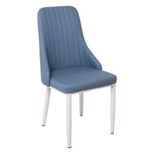 MATTEL Καρέκλα Μεταλλική White Wash/Linen Pu Μπλε