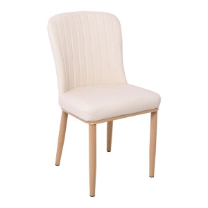 NEWTON Καρέκλα Μεταλλική Φυσικό/Linen Pu Εκρού