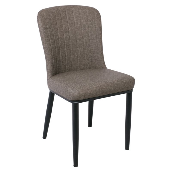 NEWTON Καρέκλα Μεταλλική Βαφή Μαύρη/Linen Pu Καφέ
