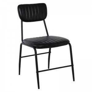 RIBBON Καρέκλα Μεταλλική Μαύρη/Pu Μαύρο