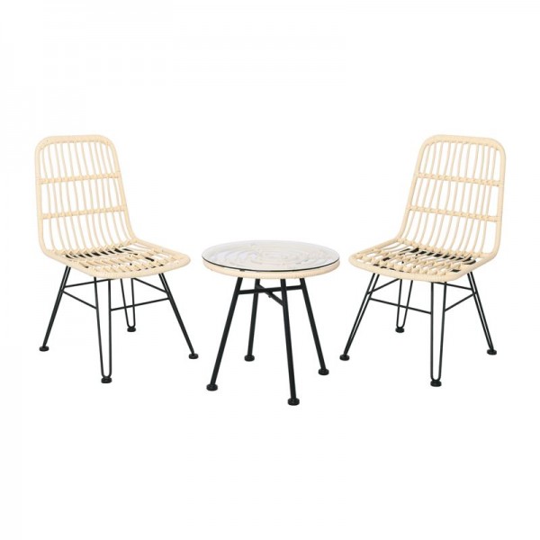 SALSA Set Καρέκλα (Τρ.Φ48cm+2Καρ) Μετ.Μαύρο/Wicker Ivory