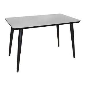 UNION Τραπέζι 120x70cm Βαφή Μαύρη/Γυαλί Άσπρο
