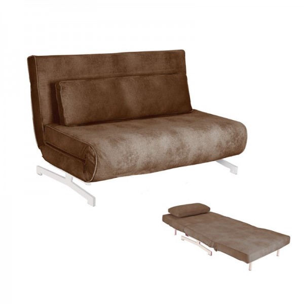 FALCO Καναπές 2 θέσιος-Κρεβάτι Ύφασμα Καφέ 140x89x88cm