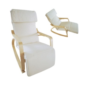 HAMILTON Super Relax Πολυθρόνα Σημύδα/Ύφασμα Άσπρο