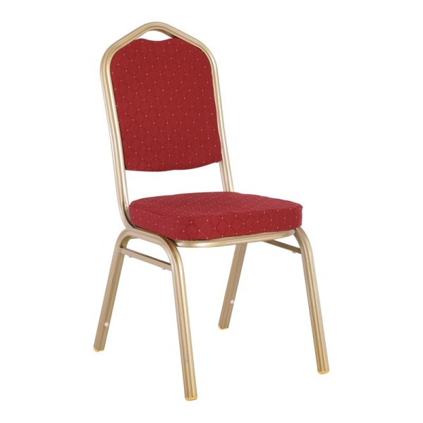 HILTON Καρέκλα Μεταλλική Light Gold/Ύφασμα Κόκκινο