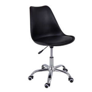 MARTIN Καρέκλα Γραφείου Χρώμιο - PP Μαύρο / Κάθισμα: Pu Μαύρο Μονταρισμένη Ταπετσαρία Συσκ.2