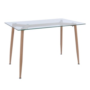 OLSEN τραπέζι Steel Φυσικό/Γυαλί Clear