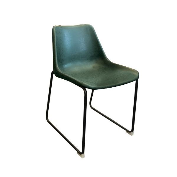 PROXY Καρέκλα Μεταλ.Frosted Black/Vintage Green Pu