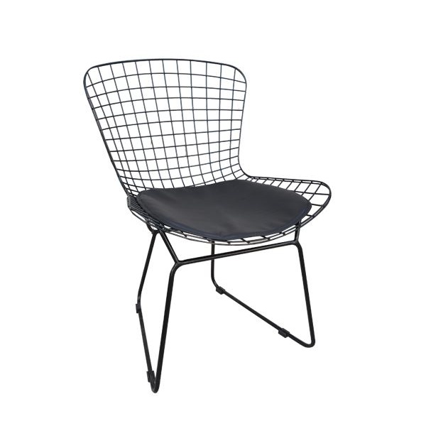 SAXON καρέκλα Μεταλλική Μαύρη/Μαξιλάρι Μαύρο