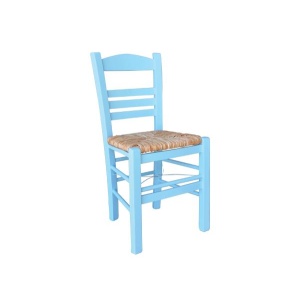 ΣΙΦΝΟΣ Καρέκλα Ψάθα Εμποτ.Λάκα Γαλάζιο
