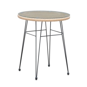 SALSA Τραπέζι Φ60cm/H70cm Μεταλ.Μαύρο/Wicker Φυσικό