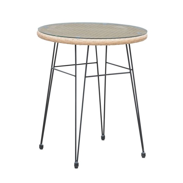 SALSA Τραπέζι Φ60cm/H70cm Μεταλ.Μαύρο/Wicker Φυσικό