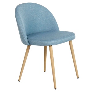 BELLA Καρέκλα Μεταλλική Βαφή Φυσικό/Ύφασμα Light Blue