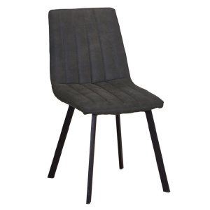 BETTY Καρέκλα Μεταλλική Μαύρη/Ύφασμα Suede Ανθρακί