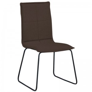COOPER Καρέκλα Μεταλλική Μαύρη/Ύφασμα Καφέ