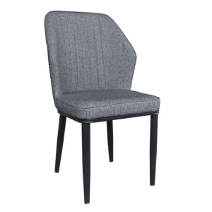 DELUX Καρέκλα Μεταλλική Βαφή Μαύρη/Linen Pu Ανθρακί