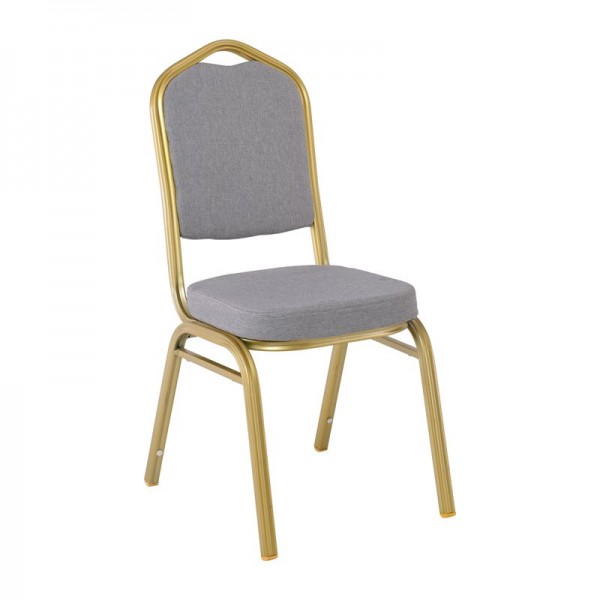 HILTON Καρέκλα Μεταλλική Yellow Gold/Ύφασμα Γκρι