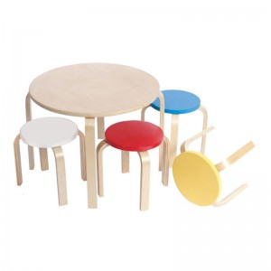 KID-FUN Παιδικό Set (Τραπέζι+4 Σκαμπώ) Σημύδα/Πολύχρωμο