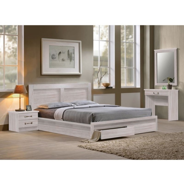 LIFE Κρεβάτι-Συρτάρια (για στρώμα 160x200) White Wash