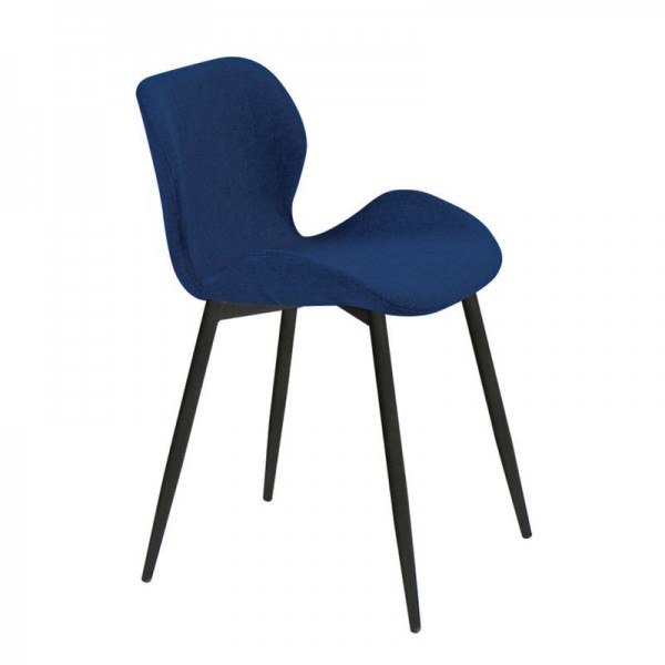 LILIAN Καρέκλα Μεταλλική Μαύρη/Ύφασμα Σκ.Μπλε