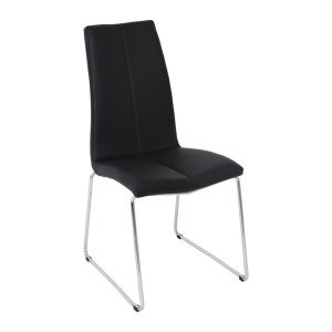 MARKET Καρέκλα Χρώμιο/Pu Μαύρο