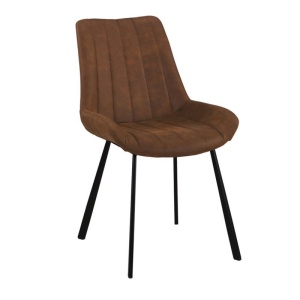 MATT Καρέκλα Μεταλλική Μαύρη/Ύφασμα Suede Καφέ