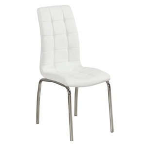 MELVA Καρέκλα Χρώμιο/Pu Άσπρο