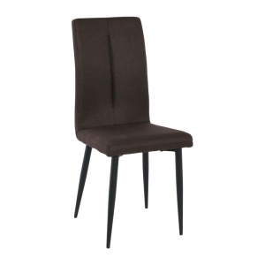 MINA Καρέκλα Μεταλλική Μαύρη/Ύφασμα Σκ.Καφέ
