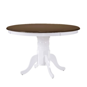 NIRVANA Τραπέζι Φ106+30cm Άσπρο/Καρυδί