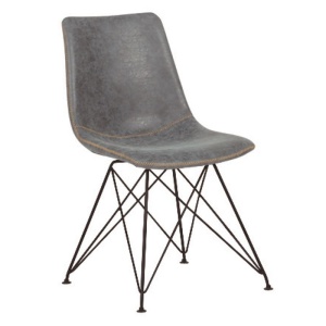 PANTON Καρέκλα Μεταλ.Μαύρη/Pu Vintage Grey