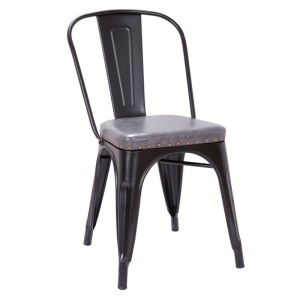 RELIX Καρέκλα Μεταλ.Μαύρη Matte/Pu Κάθ.Σκ.Γκρι