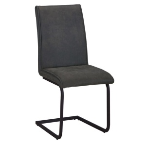 TORY Καρέκλα Μεταλλική Μαύρη/Ύφασμα Suede Ανθρακί