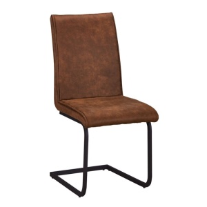 TORY Καρέκλα Μεταλλική Μαύρη/Ύφασμα Suede Καφέ