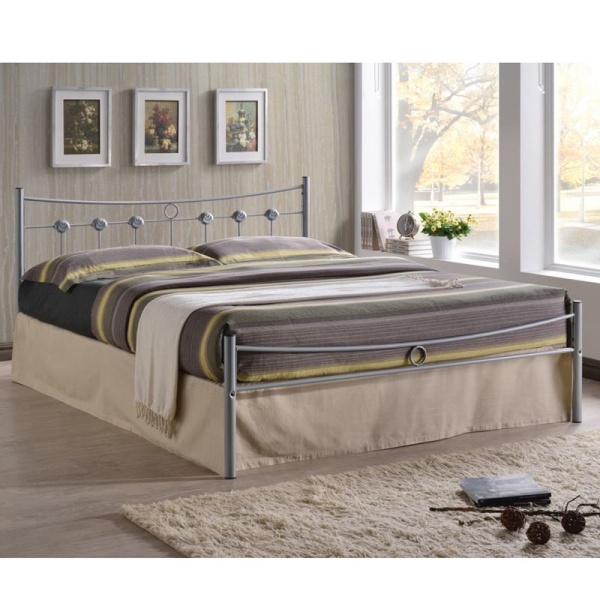 DUGAN Κρεβάτι (για στρώμα 140x190cm) Μεταλ.Silver