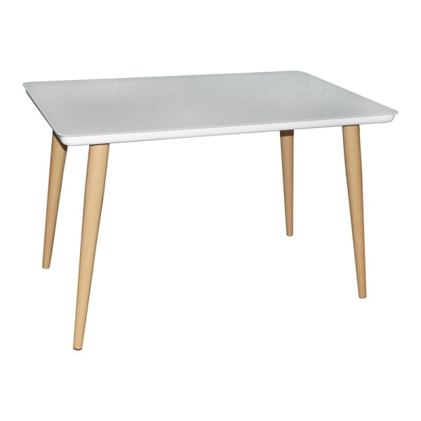 UNION Τραπέζι 120x70cm Βαφή Φυσικό/Γυαλί Άσπρο