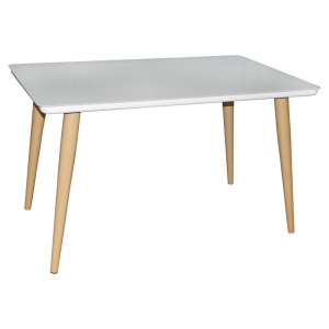 UNION Τραπέζι 130x80cm Βαφή Φυσικό/Γυαλί Άσπρο
