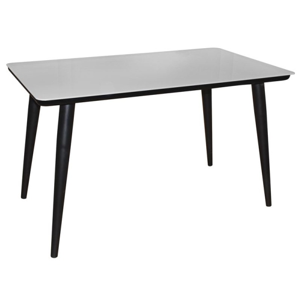 UNION Τραπέζι 130x80cm Βαφή Μαύρη/Γυαλί Άσπρο