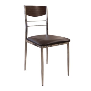 DINO καρέκλα Χρώμιο/Σκούρο Καρυδί/Καφέ