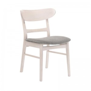 DORIS Καρέκλα White Wash/Ύφασμα Γκρι