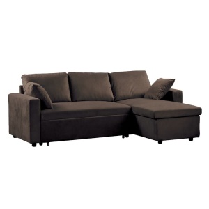 MONTREAL Καναπές Κρεβάτι Γωνία Αναστρέψιμος με Αποθηκευτικό Χώρο / Microfiber Σκούρο Καφέ