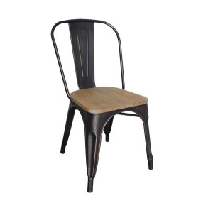 RELIX Wood Natural Oak καρέκλα Steel Antique Black