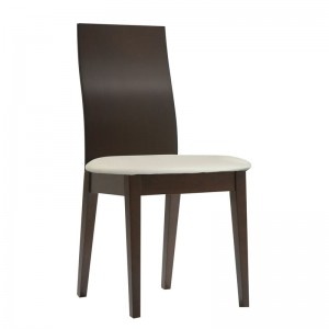SAVINA καρέκλα Οξυά Σκούρο Καρυδί/PVC Εκρού