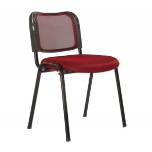 SIGMA Στοιβαζόμενη Καρέκλα Μέταλλο Μαύρο / Mesh Μπορντώ